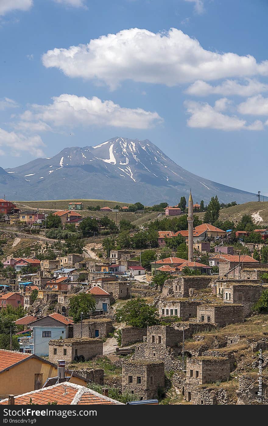 Sky, City, Town, Mountain