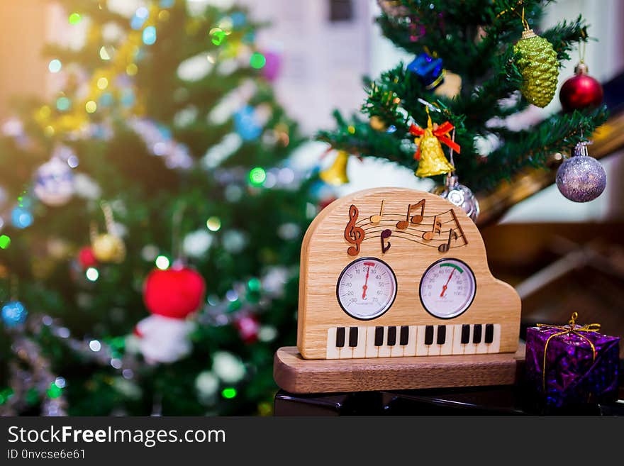 Red poinesettia tree for christmas holiday background with selective focus