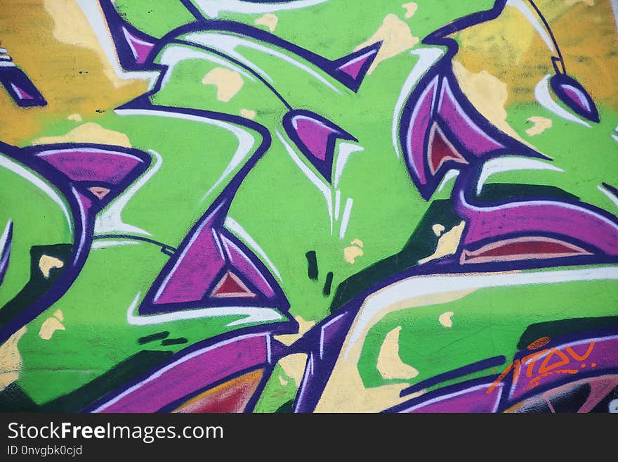 Art, Graffiti, Green, Purple