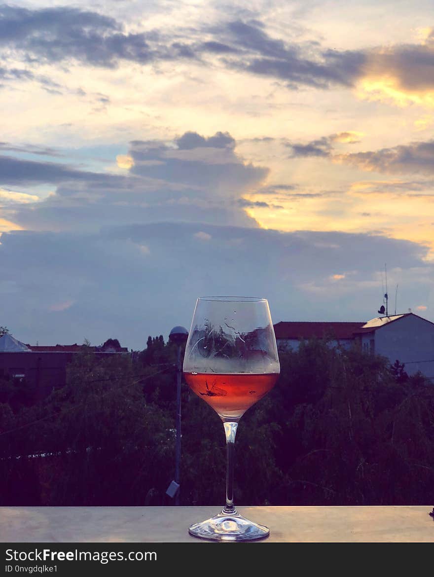 Sky, Wine Glass, Reflection, Stemware