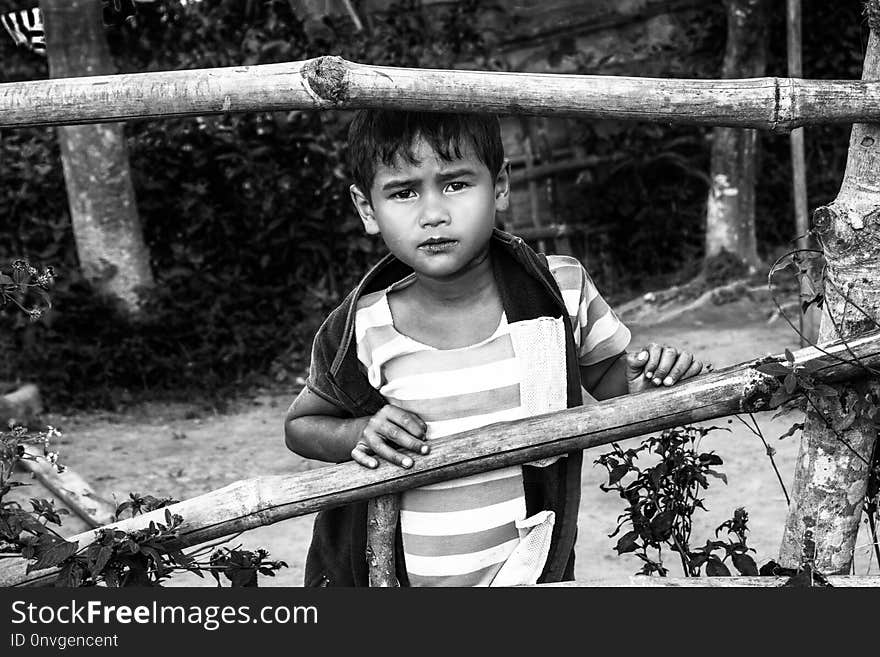 Black, Person, Child, Black And White