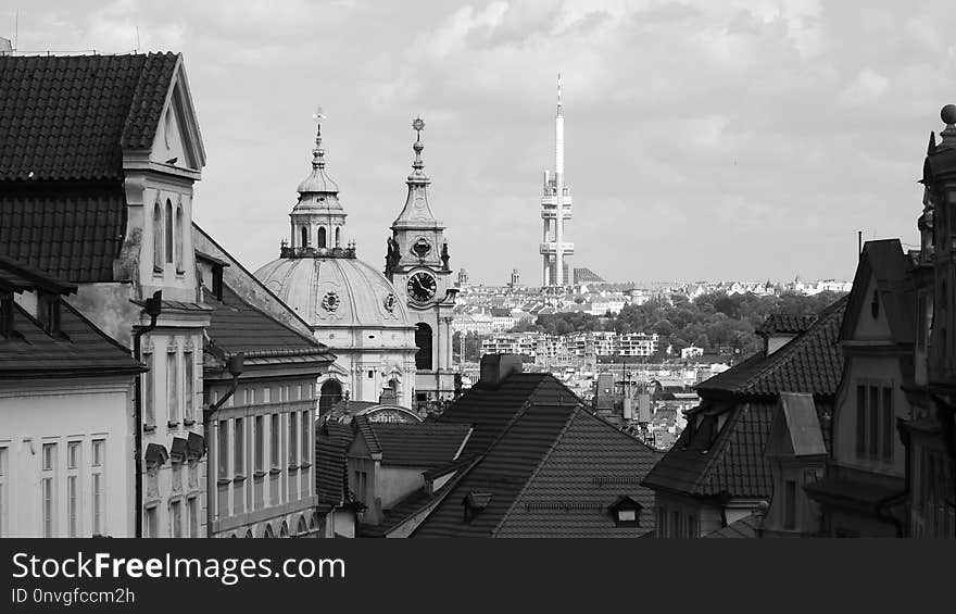 Sky, Town, Black And White, Urban Area