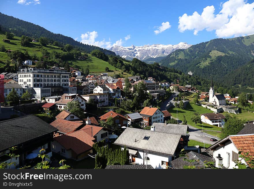 Mountain Village, Mountainous Landforms, Mountain Range, Mountain