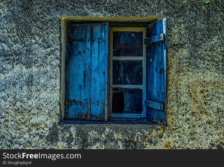 Blue, Wall, Window, House