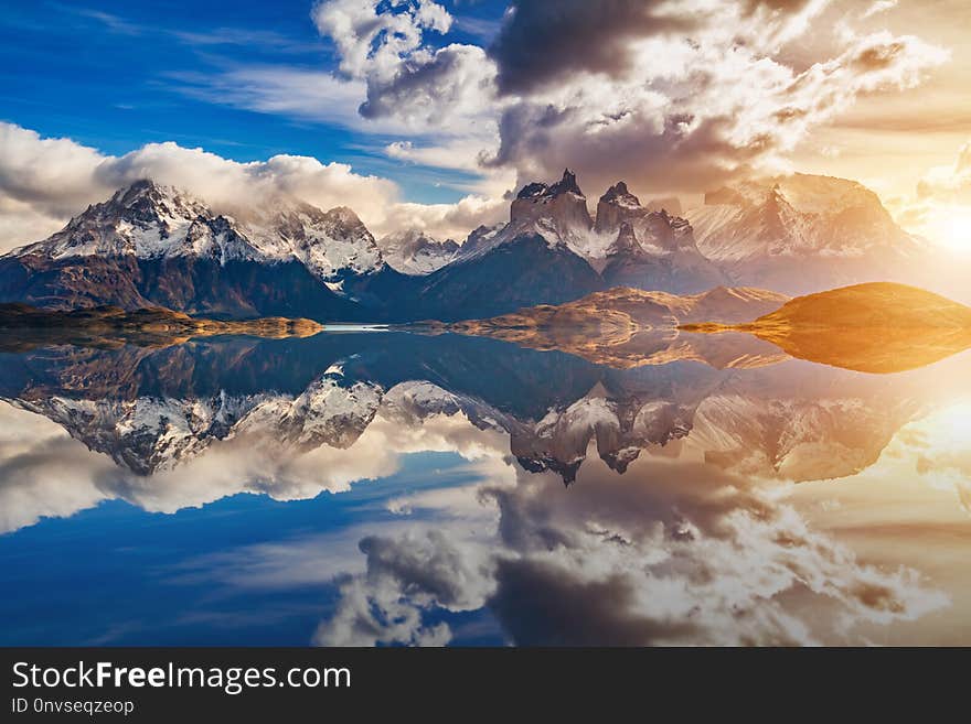 Majestic mountain landscape. National Park Torres del Paine, Chile.