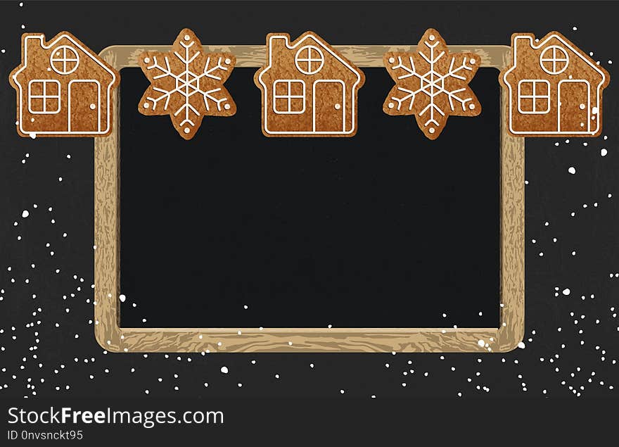 Christmas border composition. Printable Christmas festive border layout with chalk board. Christmas decorations for background design with copy space great for greeting cards, invitations and more. Christmas border composition. Printable Christmas festive border layout with chalk board. Christmas decorations for background design with copy space great for greeting cards, invitations and more