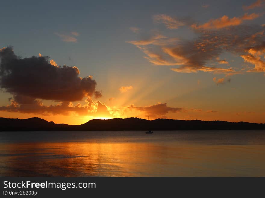 Sky, Afterglow, Horizon, Sunset