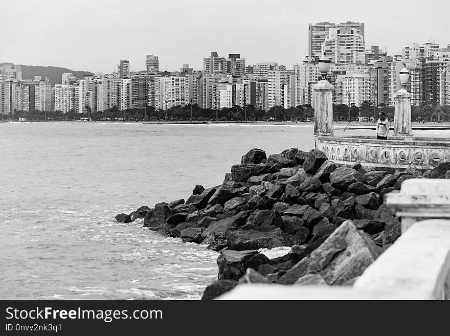 Black And White, Water, Monochrome Photography, Shore