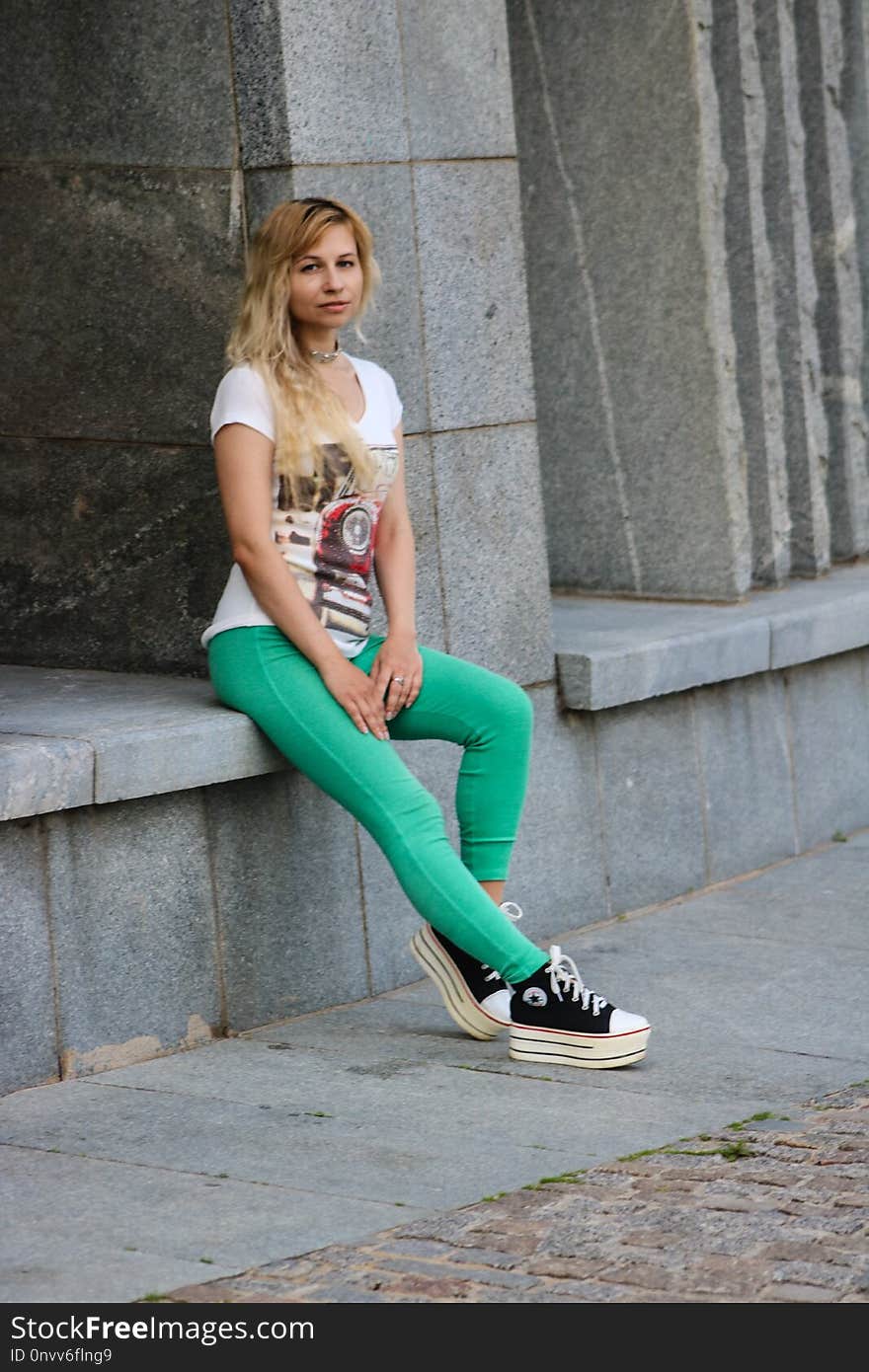 Footwear, Green, Jeans, Girl