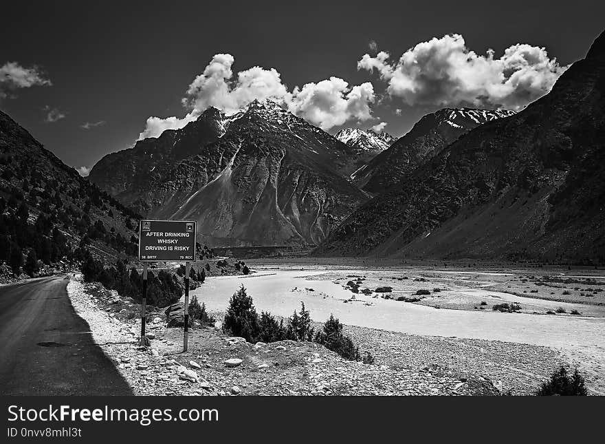 Sky, Nature, Black And White, Mountainous Landforms