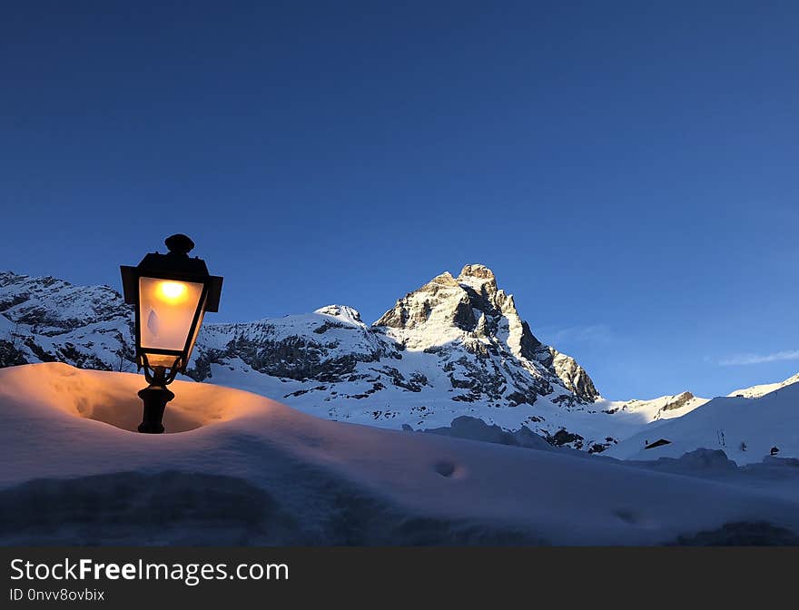 Mountainous Landforms, Sky, Snow, Mountain Range