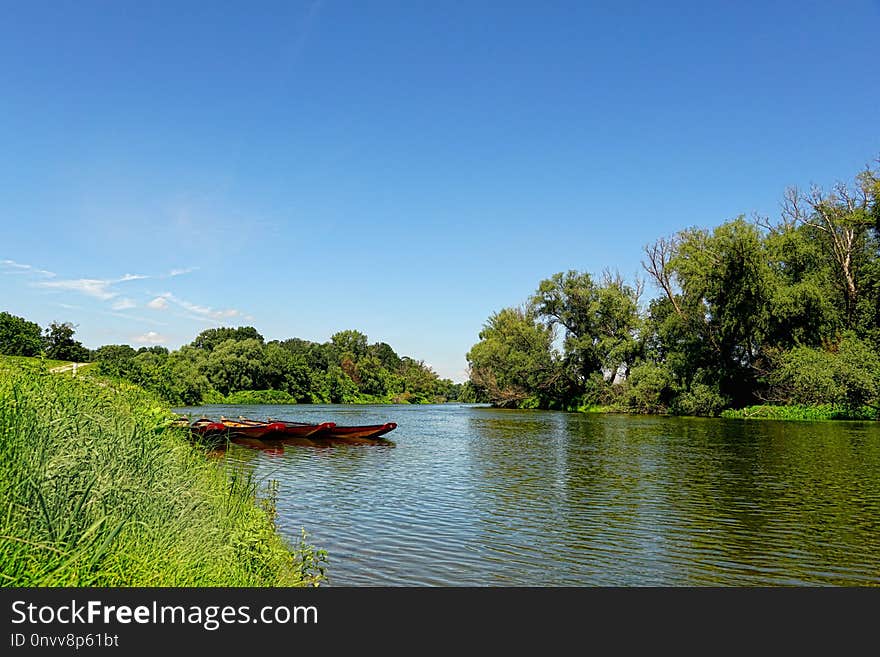 Waterway, River, Sky, Bank