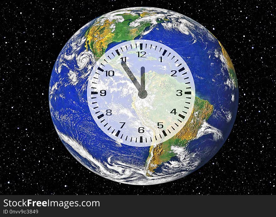 Clock, Earth, Planet, Atmosphere