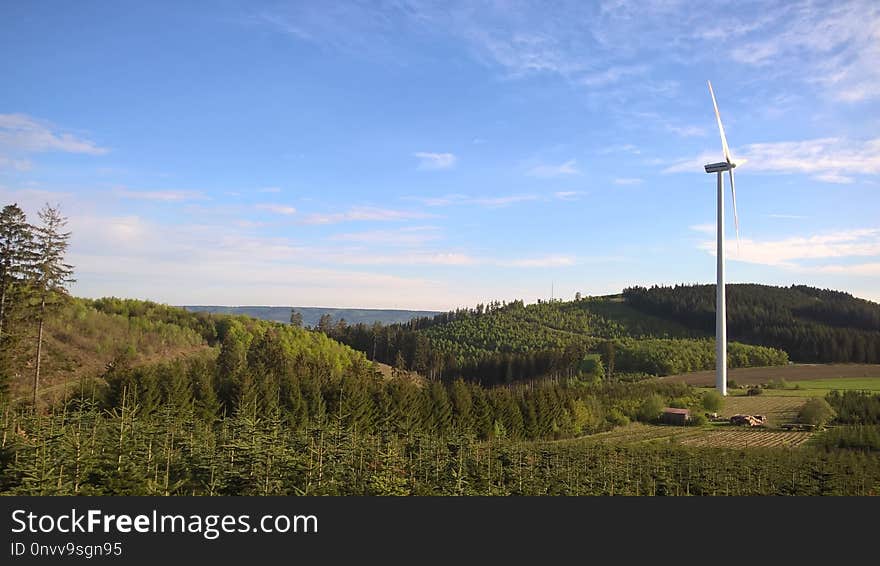 Wind Turbine, Sky, Wind Farm, Field