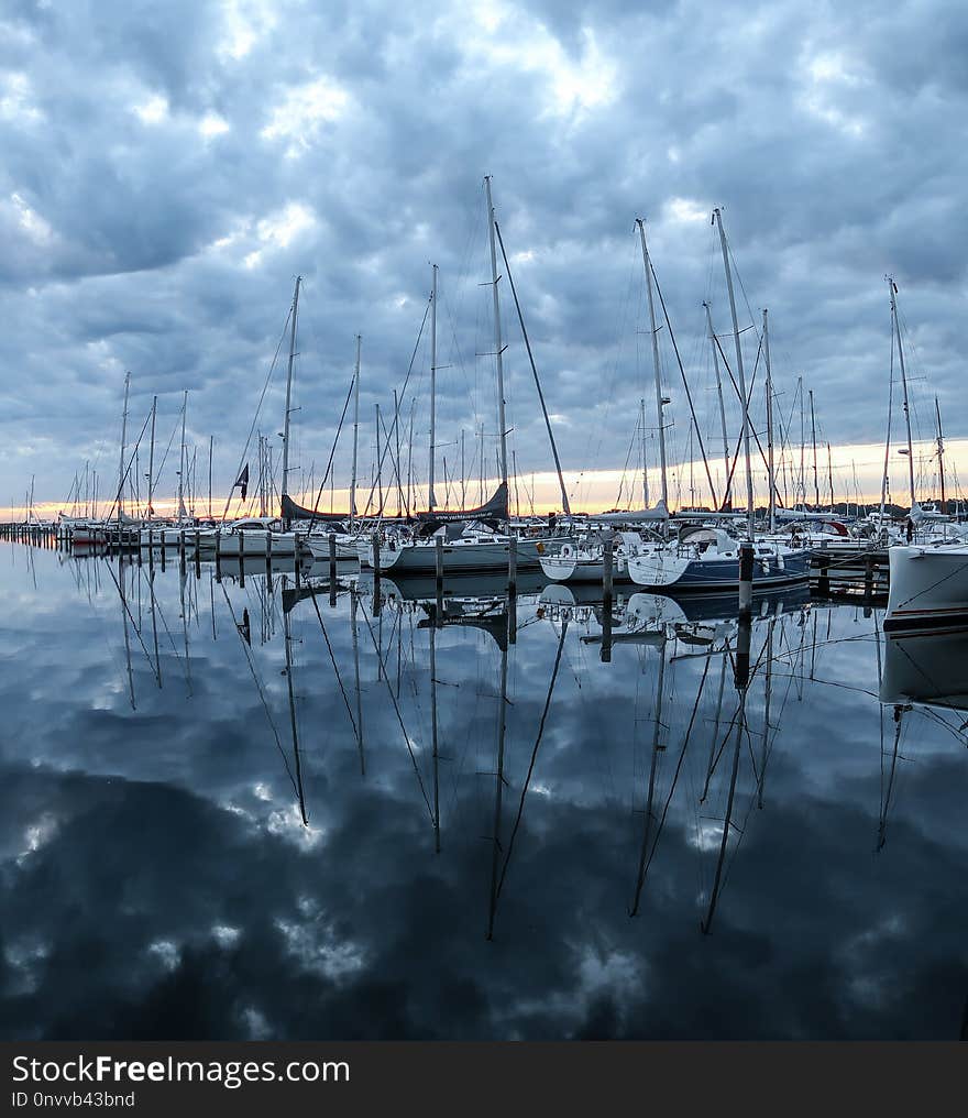 Water, Reflection, Marina, Sky