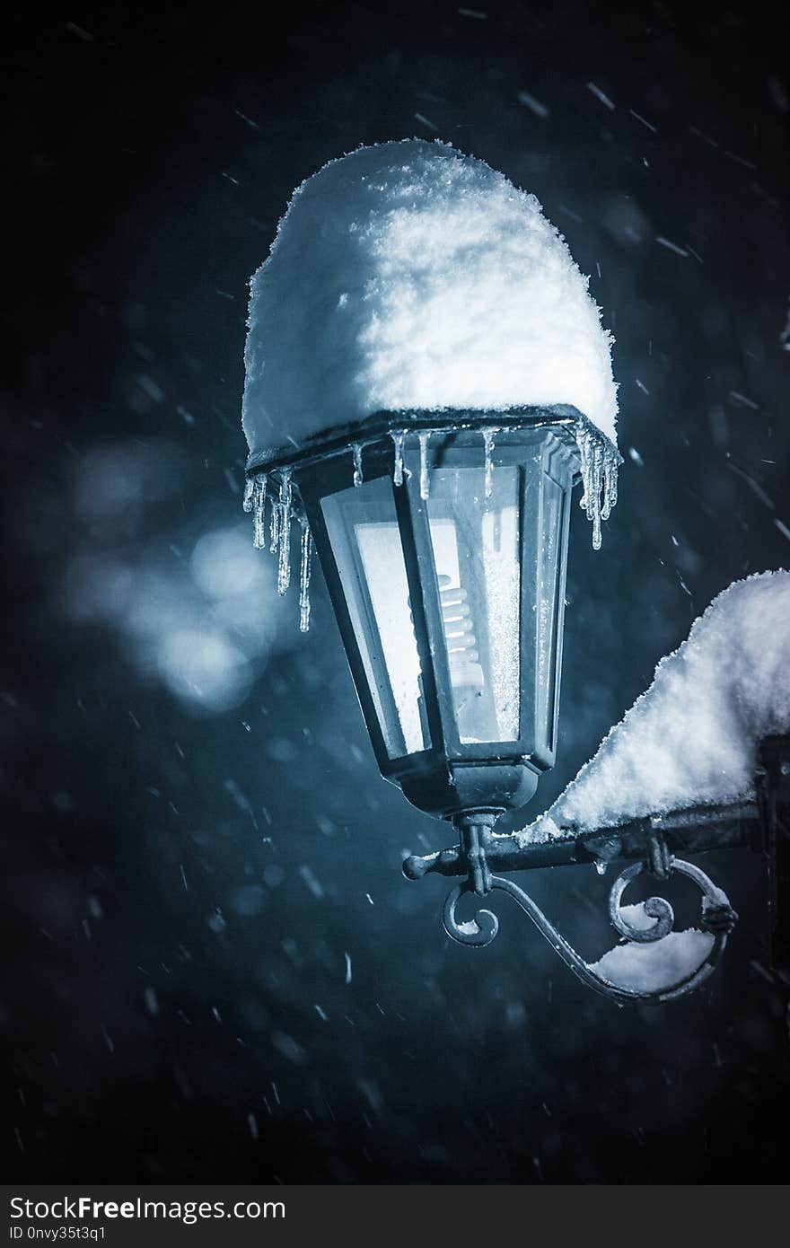 glass lights under the snow