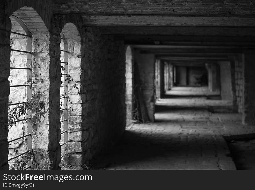 Black And White, Monochrome Photography, Structure, Arch