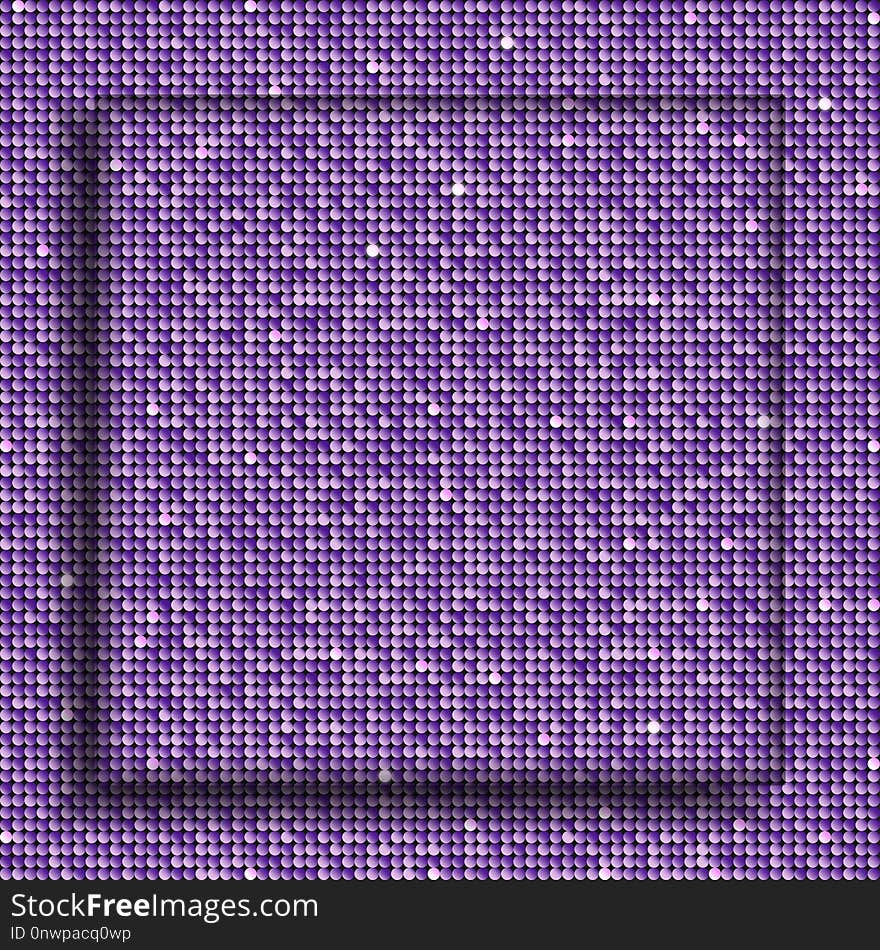 The Square Glass Banner Purple Sequins Background.