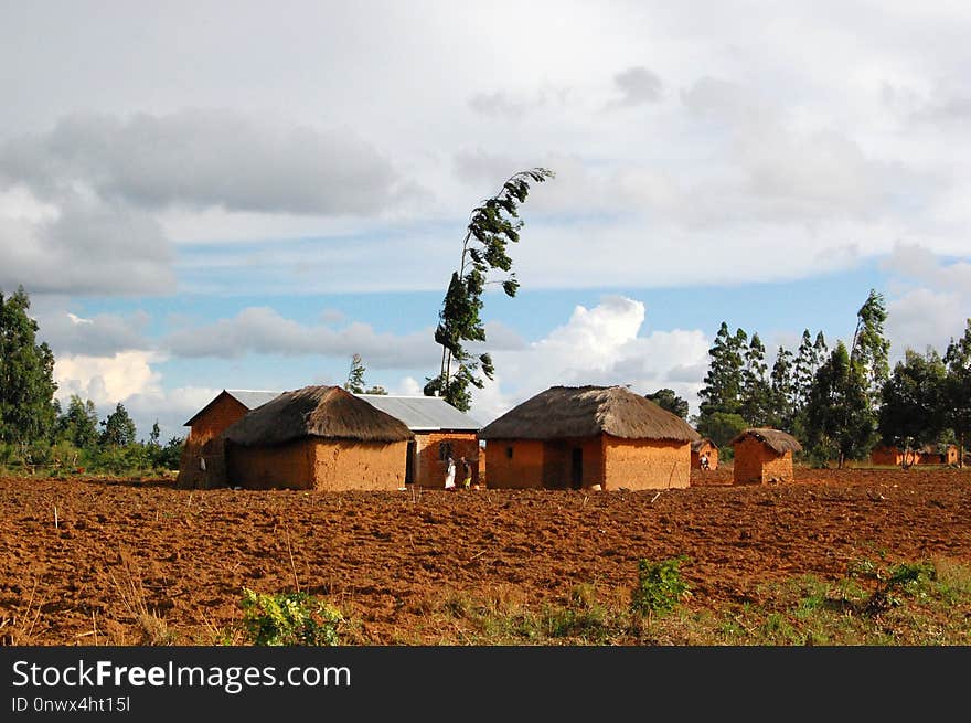 Farm, Field, Sky, Cloud