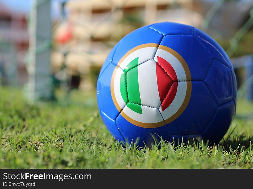 Blue, Football, Ball, Grass