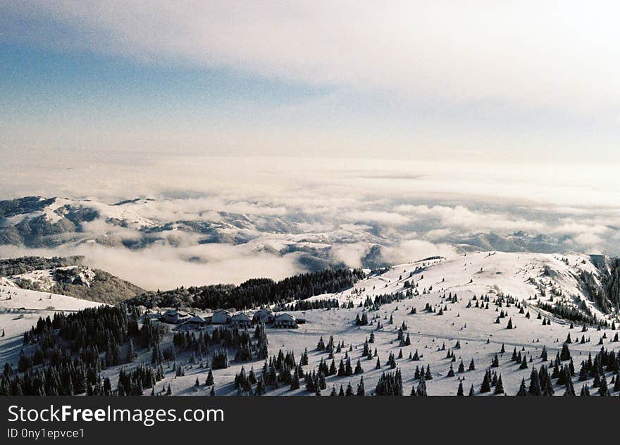 Winter, Sky, Mountainous Landforms, Mountain Range