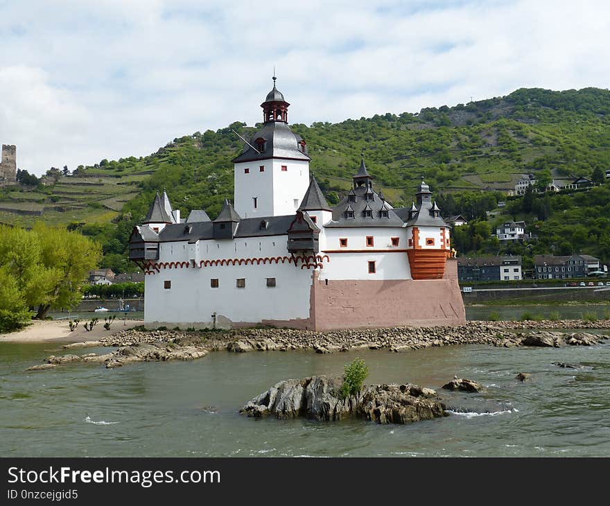 Water Castle, Château, Building, River