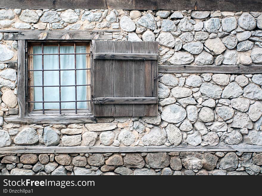 Stone Wall, Wall, Window, Facade