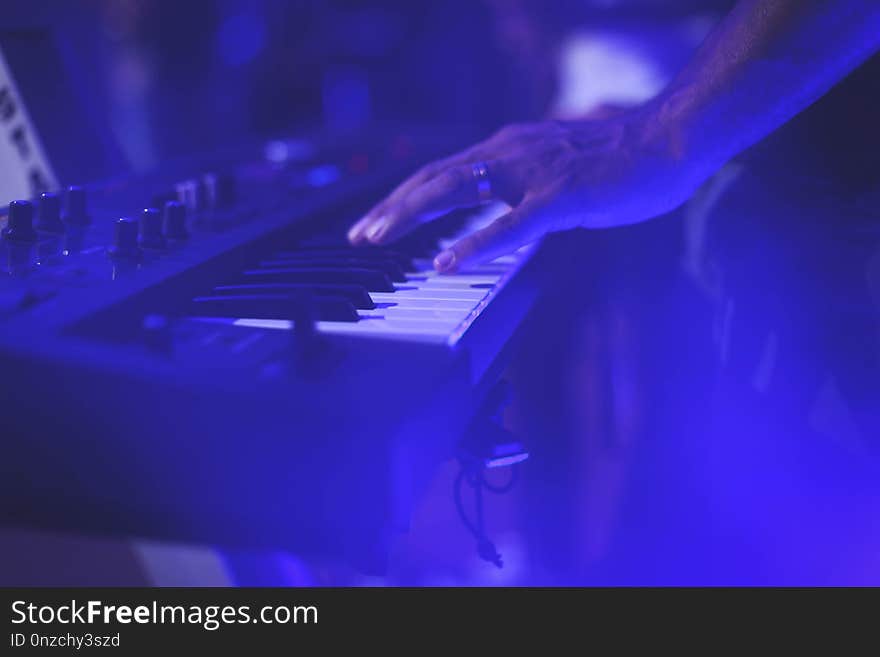 Blue, Musical Keyboard, Light, Purple