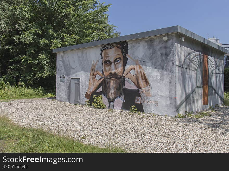 Wall, Street Art, Mural, Grass