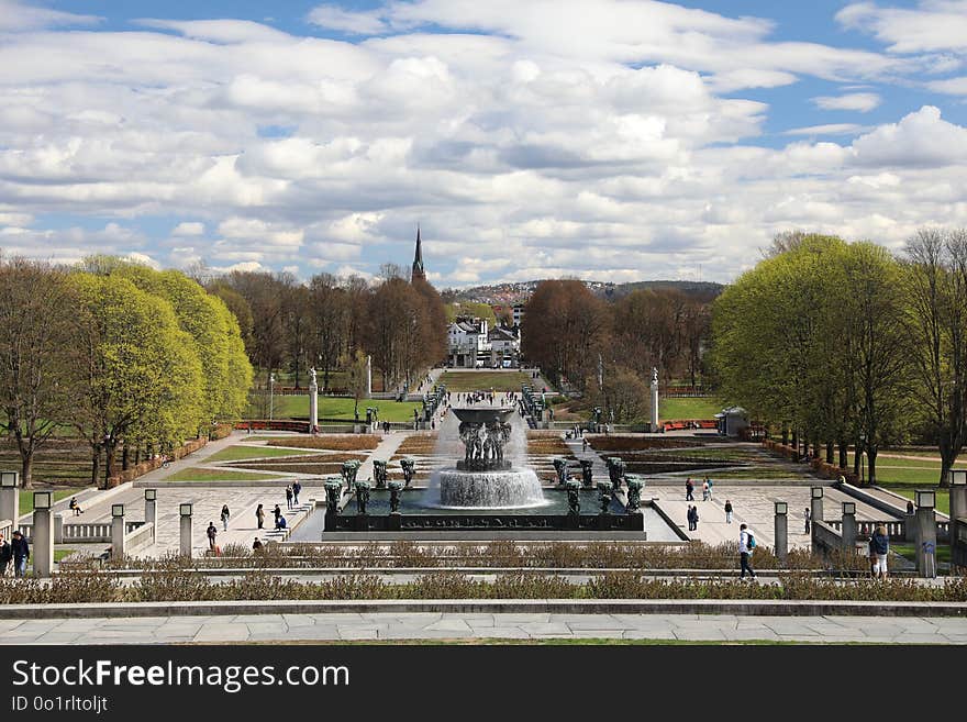 Water, Tree, Sky, Fountain