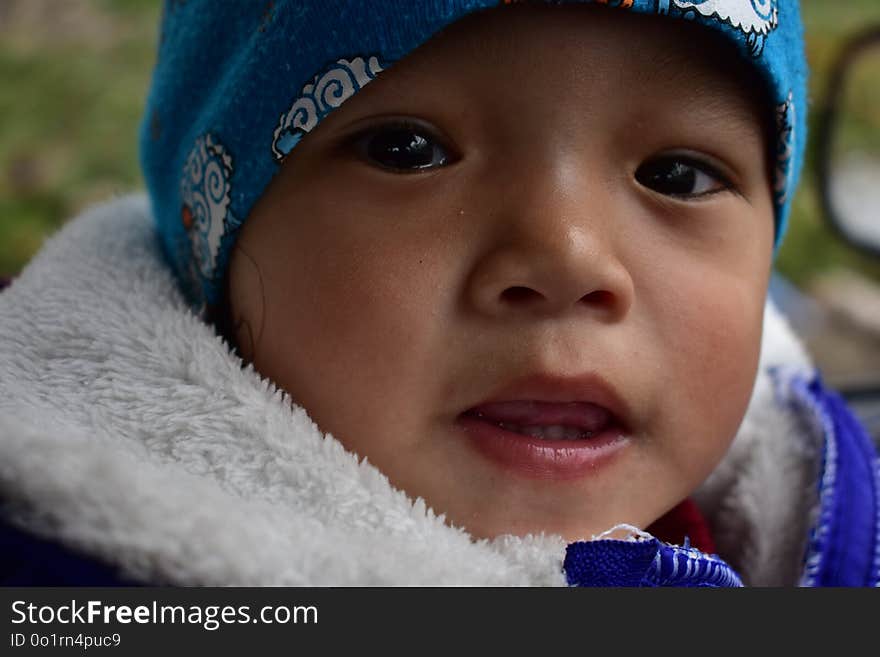 Child, Face, Blue, Person