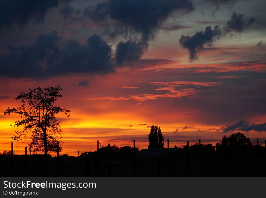 Sky, Afterglow, Red Sky At Morning, Sunset