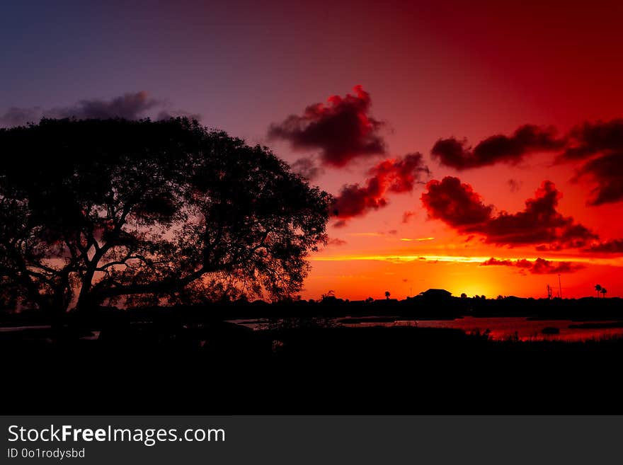 Sky, Red Sky At Morning, Nature, Afterglow