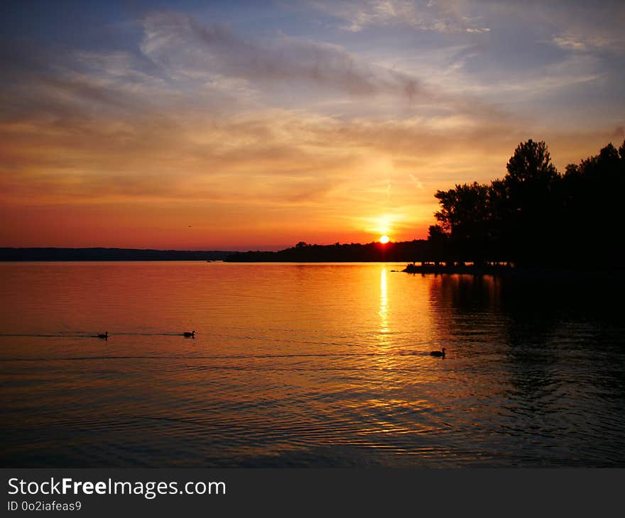 Sky, Sunset, Horizon, Afterglow