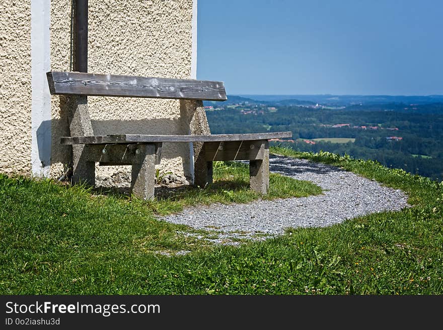 Grass, Sky, Bench, Landscape