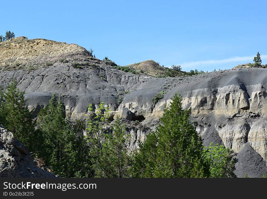 Rock, Badlands, Escarpment, Sky