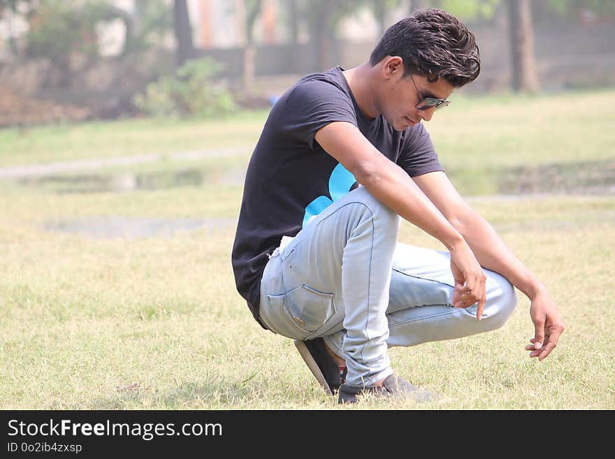 Photograph, Man, Sitting, Grass