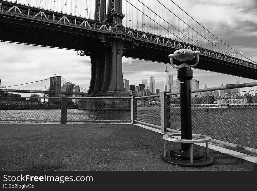 Bridge, Landmark, Black And White, Urban Area