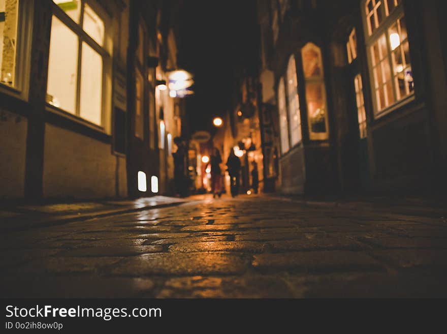 Town, Night, Alley, Street