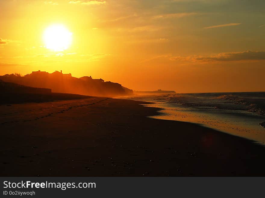 Horizon, Sky, Sunset, Sun