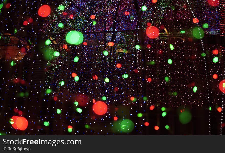 Abstract background defocused bokeh of LED lights in new year night celebration