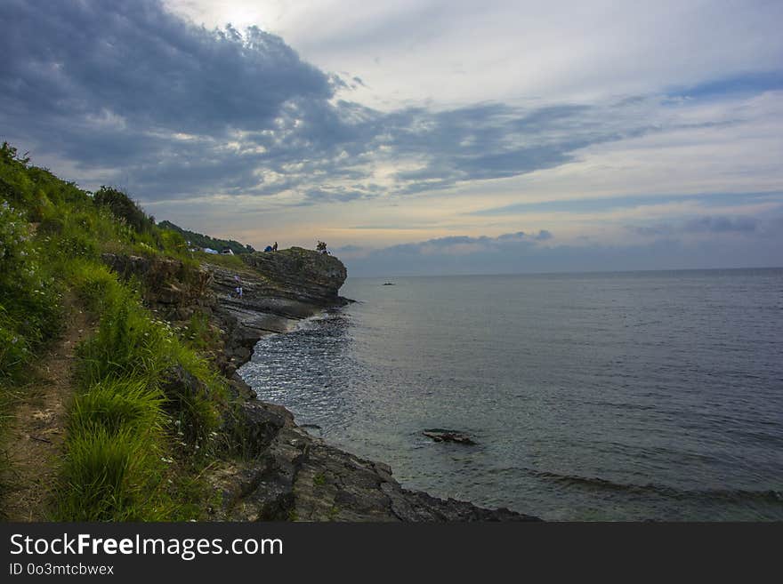 Coast, Sky, Shore, Cliff