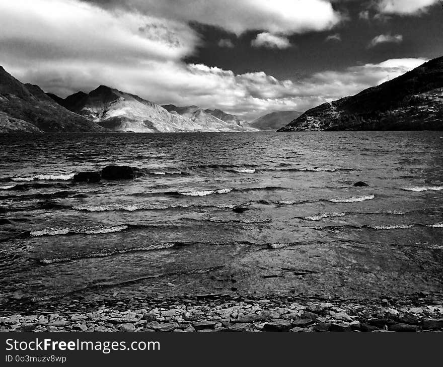 Sky, Black And White, Loch, Cloud