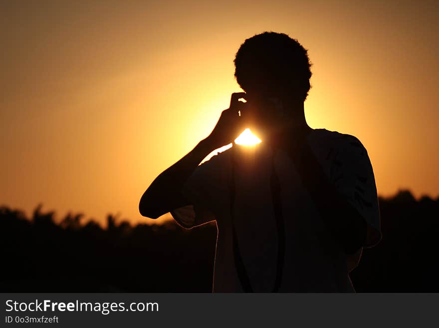 Sky, Silhouette, Sun, Backlighting