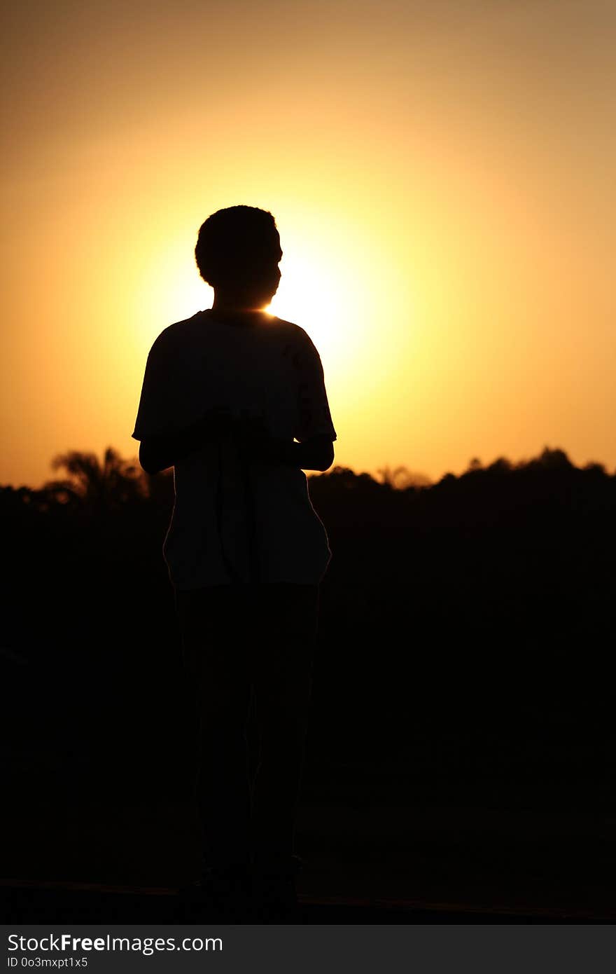 Sky, Silhouette, Sunrise, Standing