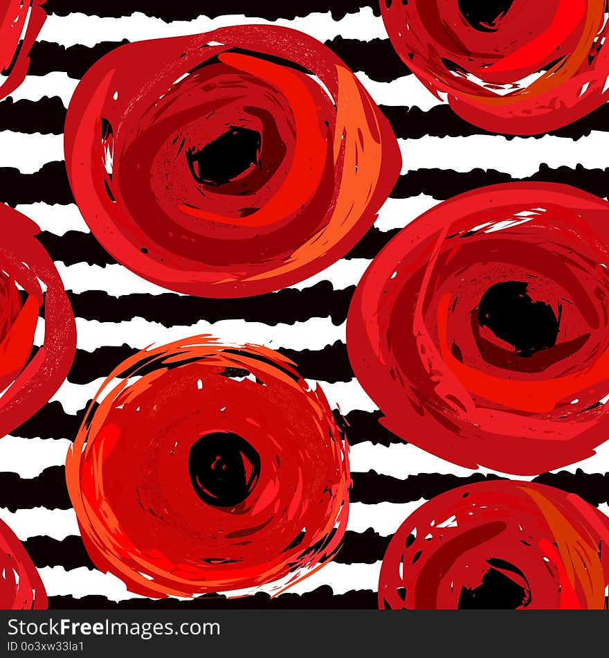 Seamless pattern with abstract red poppies. Vector illustration. Seamless pattern with abstract red poppies. Vector illustration