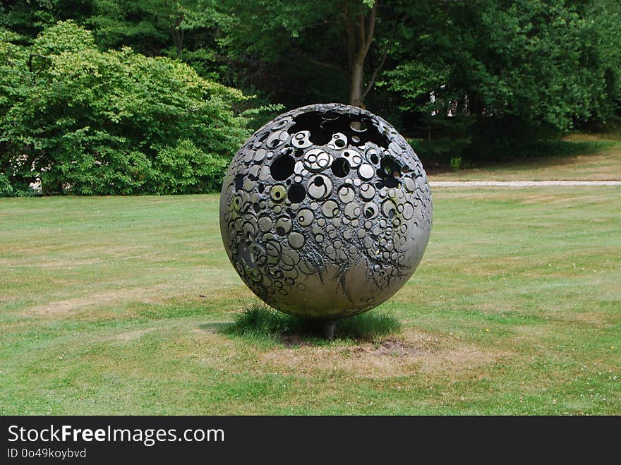 Grass, Sculpture, Garden, Sphere