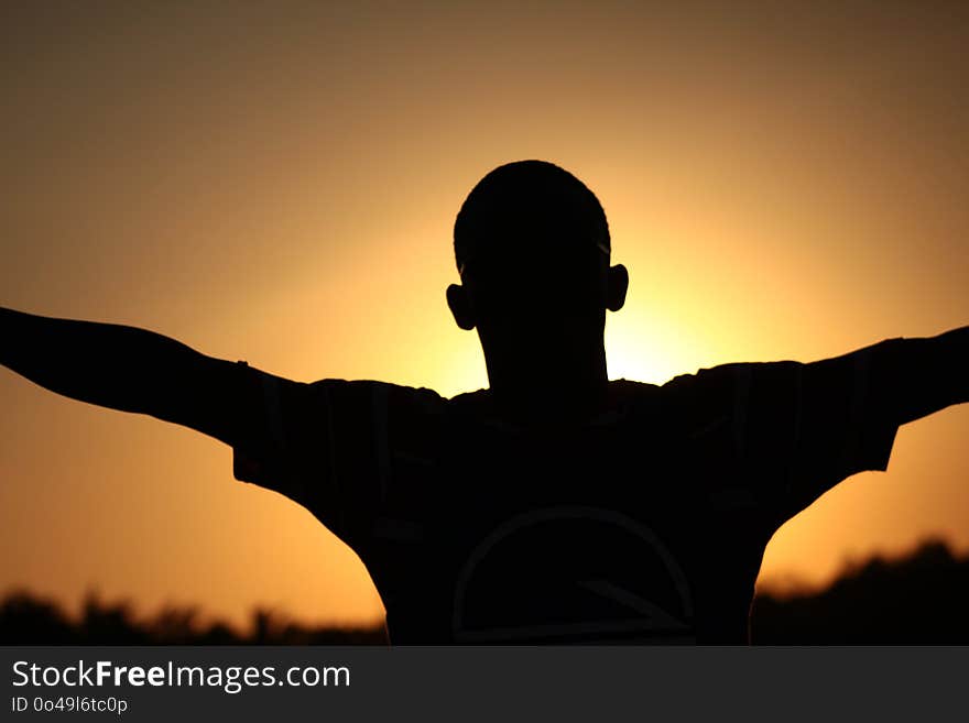 Silhouette, Sky, Sunrise, Backlighting