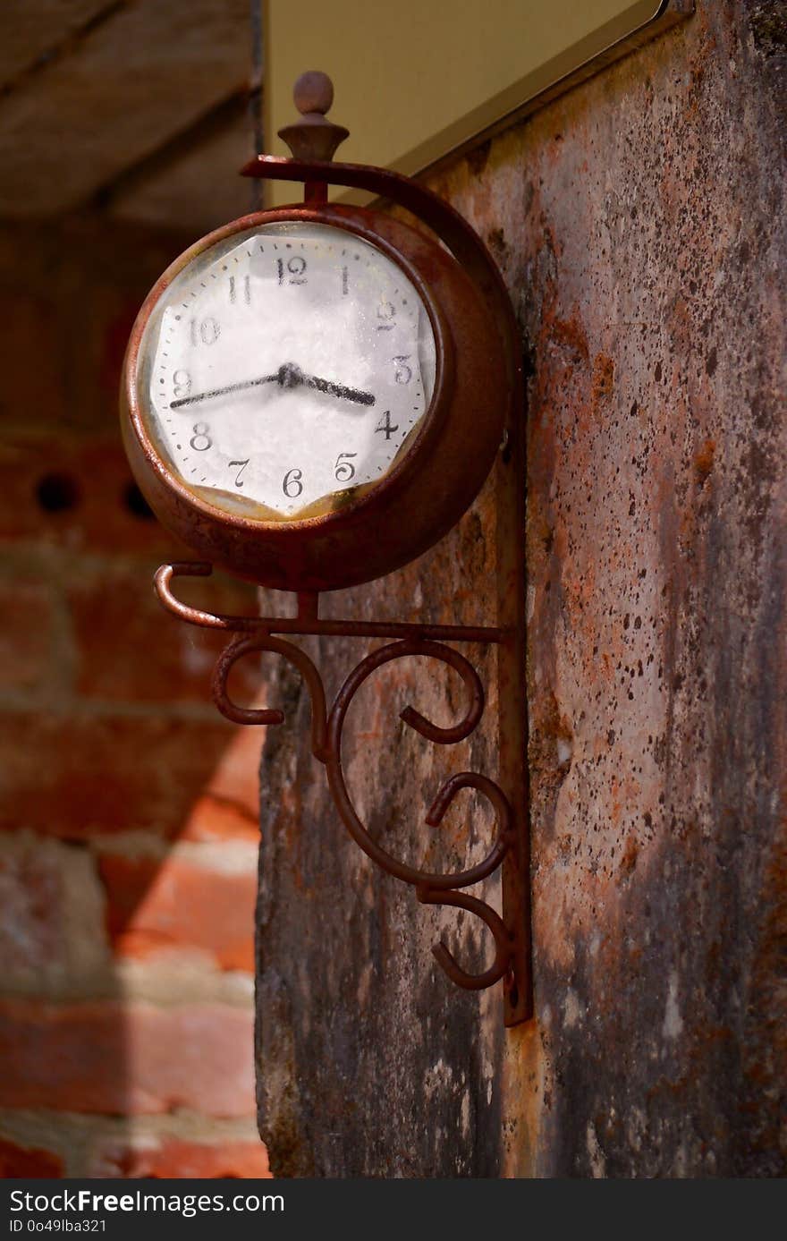 Clock, Wood, Antique, Metal