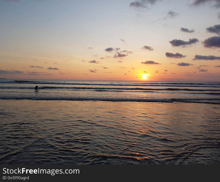 Sea, Horizon, Sky, Sunset